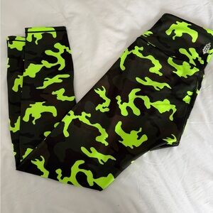 FP Movement by Free People Neon Green Camouflage Leggings- never worn
